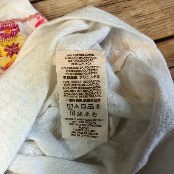 Free People Marcy White Pink Embroider Tank Top M - Picture 6 of 8